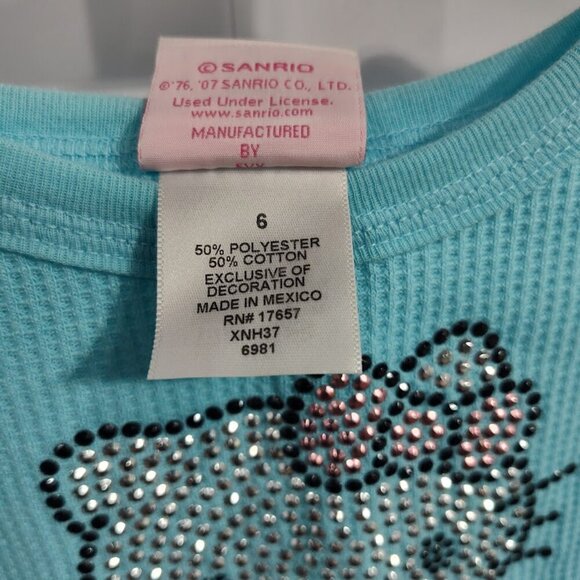 Sanrio 2005 Hello Kitty Rhinestone Cat Long Sleeve Tee Shirt Girls 6 NWT - Picture 3 of 12